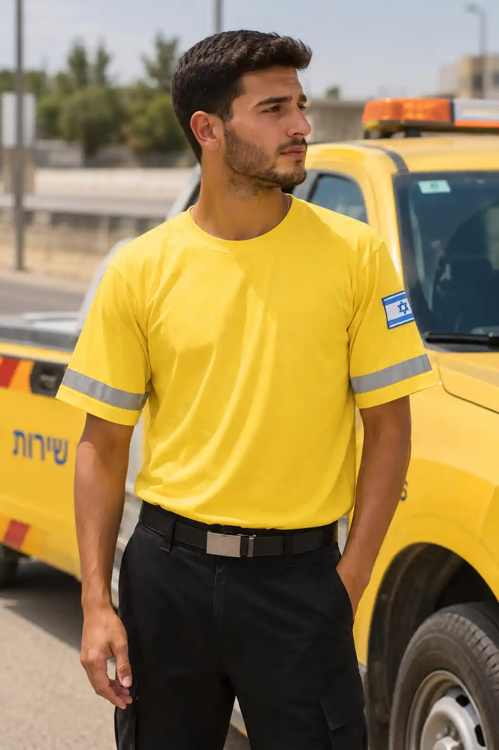 114 - חולצת T שרוול קצר/ארוך + פסים זוהרים